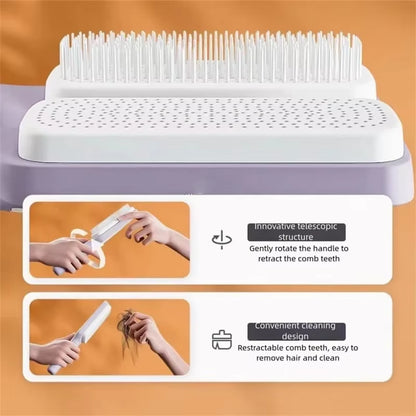 Automatic Cleaning Rotating Lifting Comb Self Cleaning Hairbrush Rotating Retractable anti Static Massage Comb Scalp Hair Comb