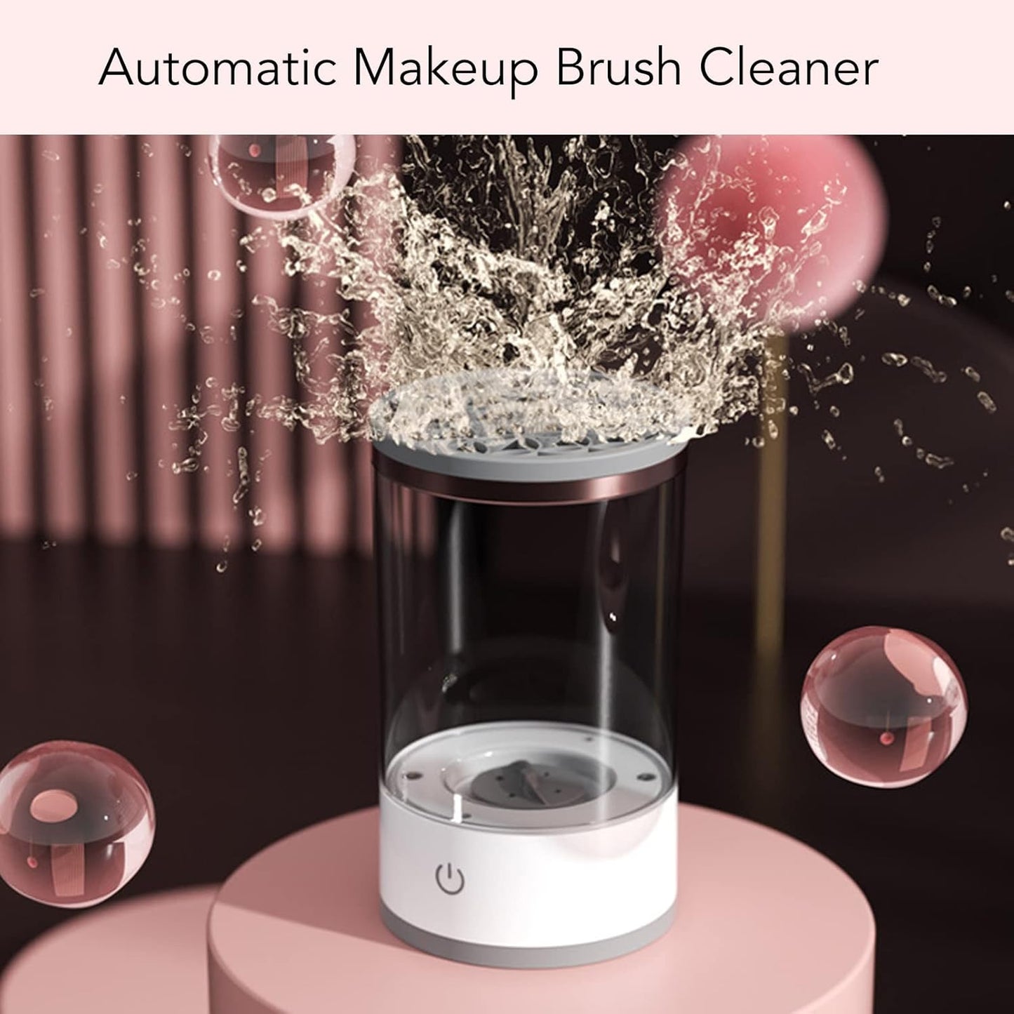 Electric Makeup Brush Cleaner, Makeup Brush Washing Machine Automatic Cosmetic Brush Cleaner Makeup Brush Cleaner Tool with Silicone Cleaning Pad for Cosmetic