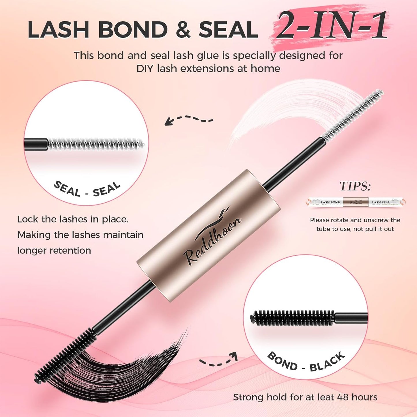 2 Pcs Lash Clusters Bond and Seal with 5Ml Cluster Eyelashes Remover Kit,  Eyelash Extension Bond and Seal, Lash Bond and Seal Waterproof (Bond+Seal+Remover)