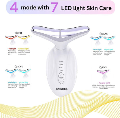 Led Facial Sculptor Red Light Therapy for Face and Neck Lift Device Facial Massager, Face Sculpting Tool with 4 Modes and 7 Colors Home Neck Tightening Device for Skin Care