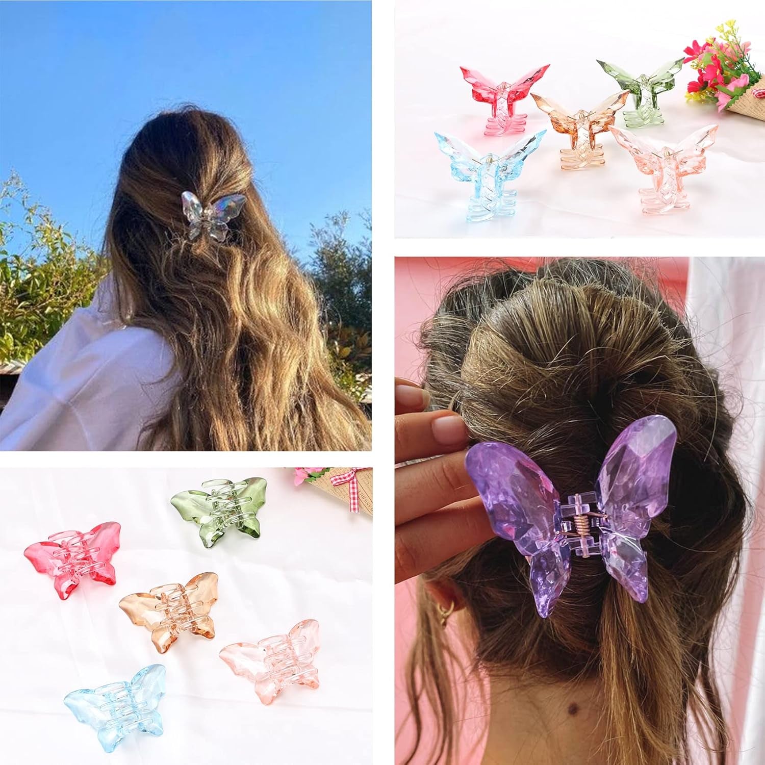 Hair Accessories - 3.3 Inch Butterfly Hair Claw Clips, Large Sized Jaw Clips for Girls and Women, 5 Pack