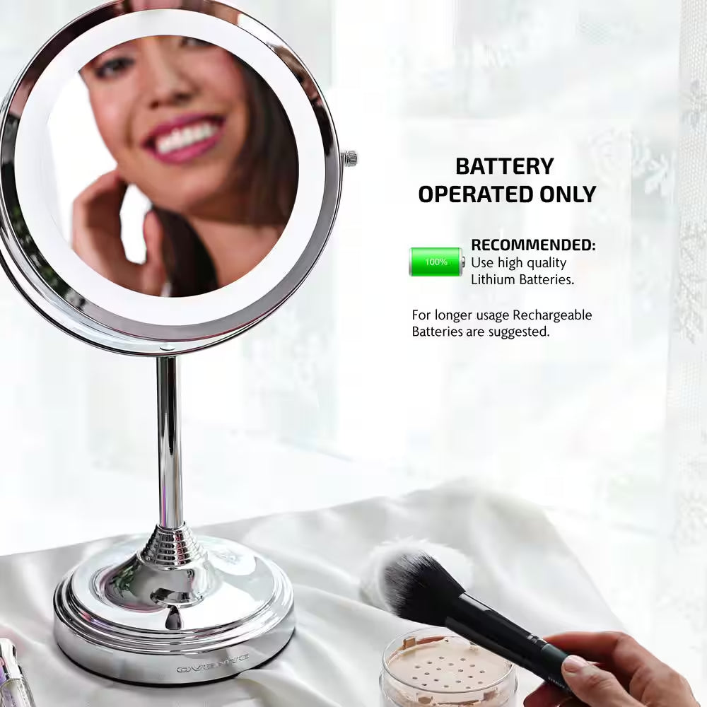 5.3 In. X 12.8 In. Tabletop Makeup Mirror in Polished Chrome